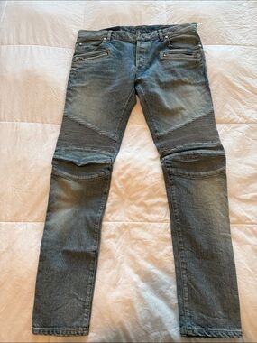 Balmain Men's Ribbed Knee Slim Jeans